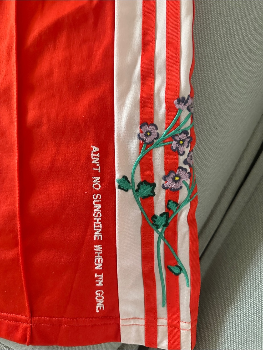 Adidas Ain’t No Sunshine Three-Stripe Joggers with Floral Accent small - Picture 2 of 7